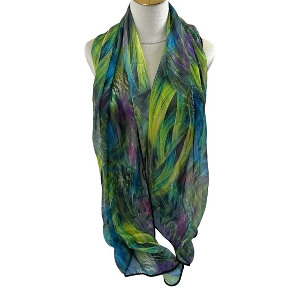 Huge Lightweight Tropical Flowy Scarf Wrap Beach Coverup - Picture 6 of 6